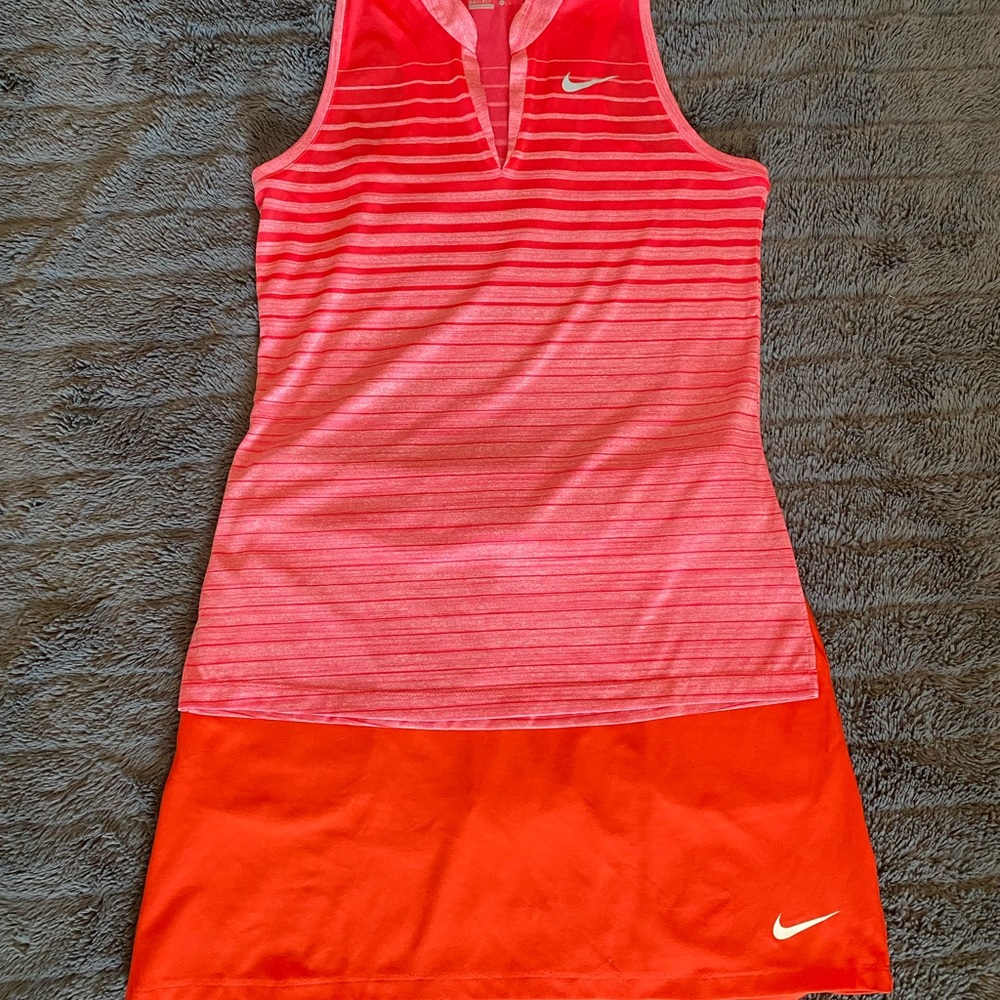 Women Orange Nike Golf Polo/Skort Set